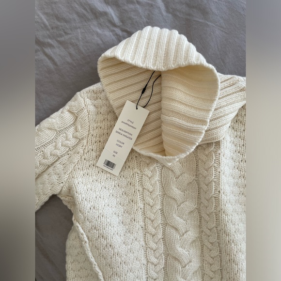 Veronica Beard Sereia Cable-knit Turtleneck Sweater - Ivory. Size XS. - Picture 2 of 11